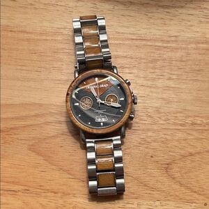 Original Grain Men's Brown Wood & Silver Chronograph Watch